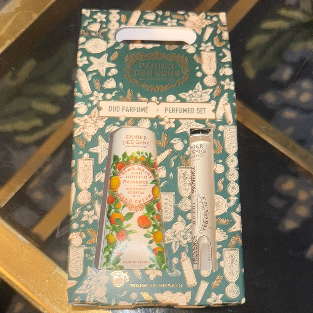 Green & White Perfumed Hand Cream + Mini Body Oil Set. Made in France